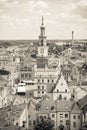 Poznan, Poland - June 28, 2016: Black and white photo, Town hall, old and modern buildings in city Poznan Royalty Free Stock Photo