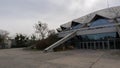 Poznan,Poland - 19 March 2023: old arena hall, closed for renovation, building structure from the prl Royalty Free Stock Photo