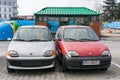 Two parked Fiat Seicento cars Royalty Free Stock Photo