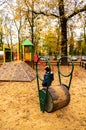 Boy playing with a spin equipment