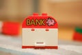 Lego Duplo block with bank text