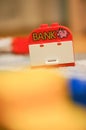 Lego Duplo block with bank text