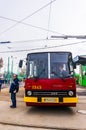 Man next to bus