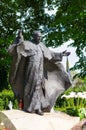 Sculpture of holy Polish pope Jan Pawel the second in the Tumski island Royalty Free Stock Photo