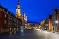 Poznan / Poland - Old town by night, cityscape and colorful lights of the Market Square Stary Rynek Royalty Free Stock Photo