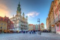 Poznan, Poland - September 8, 2018: Architecture of the main square in Poznan at dusk, Poland. Poznan is a city at the Warta River