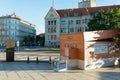 Poznan, POLAND - September 06, 2016: Encryption Container - temporary pavilion which looks like Enigma machine Royalty Free Stock Photo