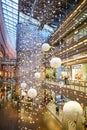 Poznan / Poland - snow flakes - christmas decoration in a shopping center Old Brewery. Royalty Free Stock Photo