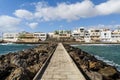 Pozo Izquierdo overlook with breakwater with a sidewalk, Gran Canaria, Spain Royalty Free Stock Photo