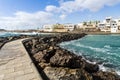 Pozo Izquierdo overlook with breakwater with a sidewalk, Gran Canaria, Spain Royalty Free Stock Photo