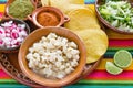 Pozole Mexican corn soup, Traditional food in Mexico made with corn grains