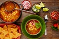 Pozole with mote big corn stew from Mexico Royalty Free Stock Photo