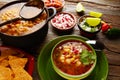 Pozole with mote big corn stew from Mexico Royalty Free Stock Photo