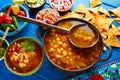 Pozole with mote big corn stew from Mexico Royalty Free Stock Photo