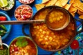 Pozole with mote big corn stew from Mexico Royalty Free Stock Photo