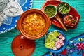 Pozole with mote big corn stew from Mexico Royalty Free Stock Photo