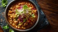 pozole on top of stone slate - mexican food