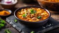 pozole on top of stone slate - mexican food