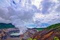 PoÃÂ¡s volcano crater with sulphur vapour clouds Royalty Free Stock Photo