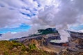 PoÃÂ¡s volcano crater with sulphur vapour clouds Royalty Free Stock Photo