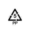 5 pp icon. PP 5 icon. Polypropylene thermoplastic polymer sign. Recycling symbol. Circle and square buttons. Flat design