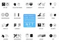 Pixel perfect vector icon set for NFT Non-Fungible Token concept.