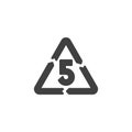 PP 5, industrial marking plastic vector icon