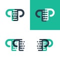 PP letters logo with accent speed in green and dark blue