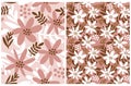 Cute Hand Drawn Floral Vector Patterns with Pink and White Flowers Royalty Free Stock Photo