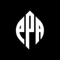 PPA circle letter logo design with circle and ellipse shape. PPA ellipse letters with typographic style. The three initials form a Royalty Free Stock Photo