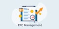 PPC advertising campaign management software solution for digital marketing team concept.