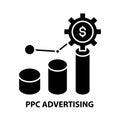 ppc advertising icon, black vector sign with editable strokes, concept illustration Royalty Free Stock Photo