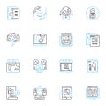 PPC agency linear icons set. Advertising, Analytics, Bid, Click-through-Rate, Conversion, Cost-Per-Click, Dataset line