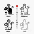 ppc, Click, pay, payment, web Icon in Thin, Regular, Bold Line and Glyph Style. Vector illustration