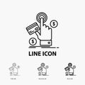 ppc, Click, pay, payment, web Icon in Thin, Regular and Bold Line Style. Vector illustration
