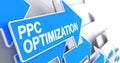 PPC Optimization - Text on the Blue Pointer. 3D.