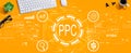 PPC - Pay per click concept with a computer keyboard Royalty Free Stock Photo