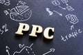 PPC pay per click sign on black paper Royalty Free Stock Photo