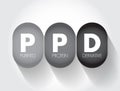 PPD Purified Protein Derivative - test used to detect if you have a tuberculosis infection, acronym text concept background