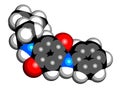 6PPD-quinone, degradation product of the rubber additive 6PPD. Toxic to salmon. 3D rendering. Royalty Free Stock Photo