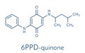 6PPD-quinone, degradation product of the rubber additive 6PPD. Toxic to salmon. Skeletal formula