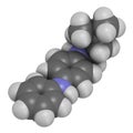 6PPD rubber additive molecule. Toxic to salmon. 3D rendering. Atoms are represented as spheres with conventional color coding: Royalty Free Stock Photo