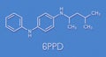 6PPD rubber additive molecule. Toxic to salmon. Skeletal formula Royalty Free Stock Photo