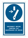 PPE Icon.Disconnect Before Carrying Out Maintenance Or Repair Symbol Sign Isolate On White Background,Vector Illustration EPS.10 Royalty Free Stock Photo