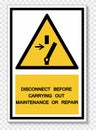 PPE Icon.Disconnect Before Carrying Out Maintenance Or Repair Symbol Sign Isolate On White Background,Vector Illustration EPS.10 Royalty Free Stock Photo