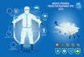 Set of medical personal protective equipment or medical suit cloting or medical safety equipment concept. eps 10 vector