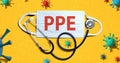 PPE theme with mask and stethoscope Royalty Free Stock Photo