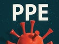 PPE theme with a red virus Royalty Free Stock Photo