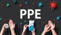 PPE theme with viral and hygiene objects Royalty Free Stock Photo