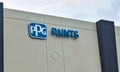 PPG Paints sign on side of building.